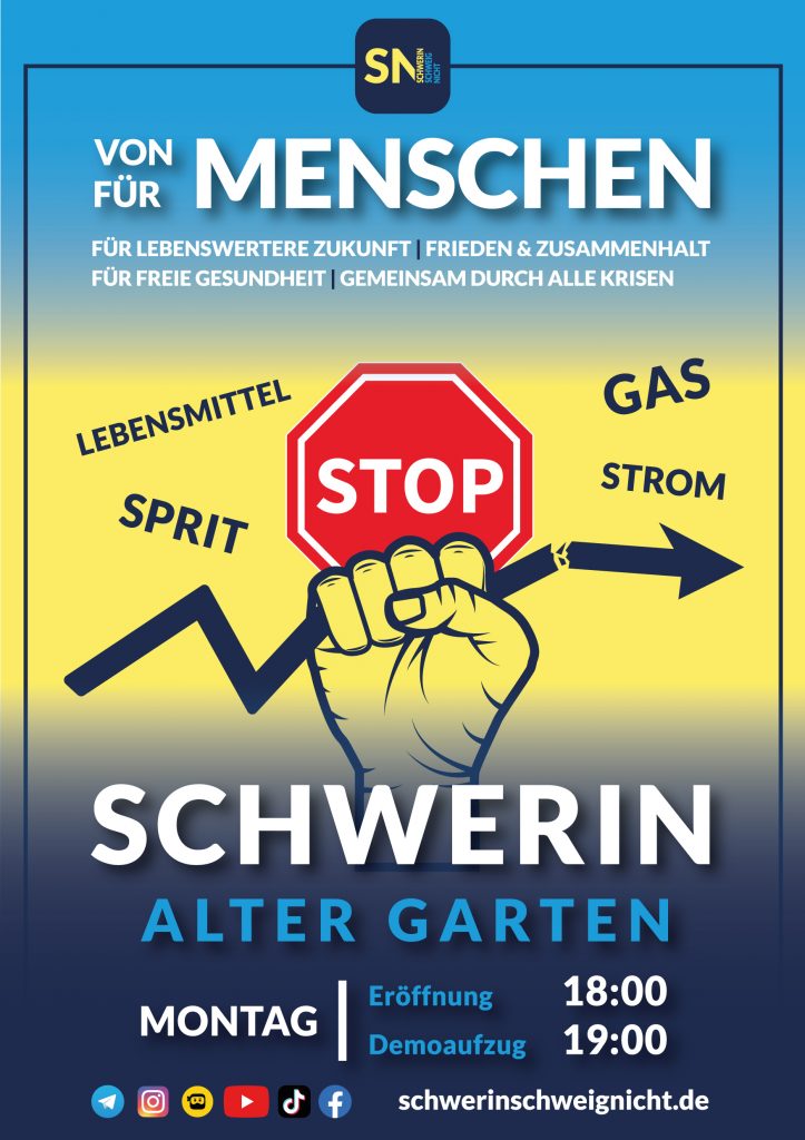 Schwerin Schweig Nicht | DEMO - Für lebenswertere Zukunft | Für freie Gesundheit | Frieden & Zusammenhalt | Gemeinsam durch alle Krisen - Flyer